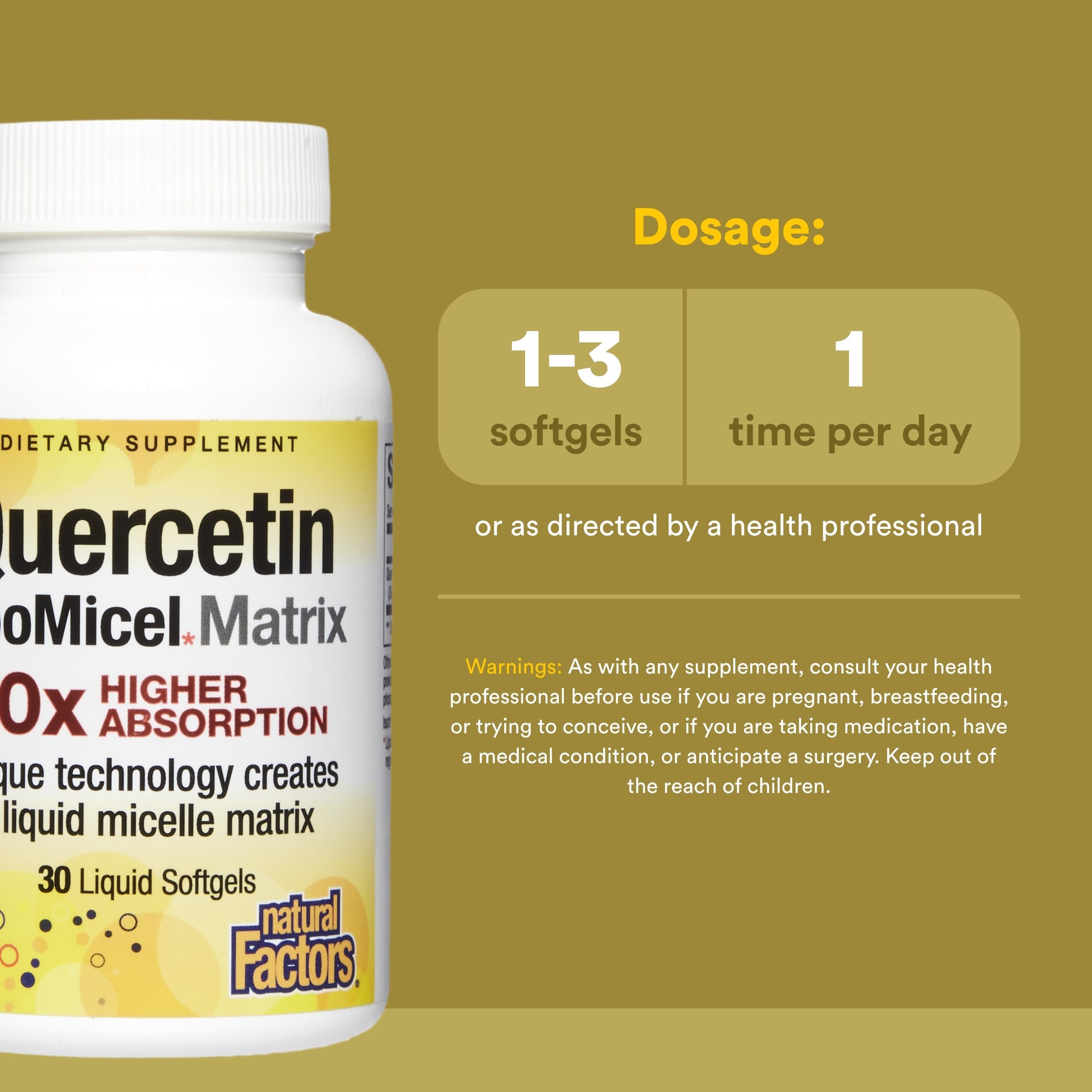 Natural Factors Quercetin LipoMicel Matrix 250 mg, 30 Softgels