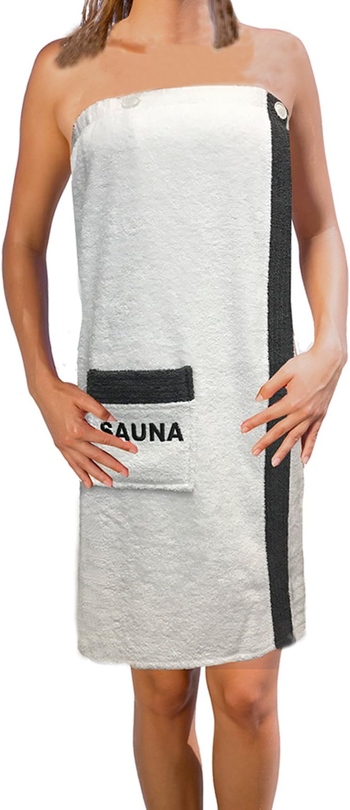 JEMIDI Sauna terry kilt sarong M-XXL ladies or gentlemen anthracite grey with embroidery 100% cotton sauna kilt sauna sarong sauna towel (ladies white)