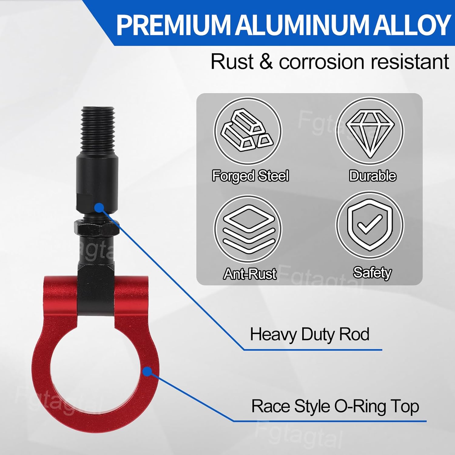 Rear Bumper Tow Hook Compatible with Chevrolet Corvette C8 2020-2026, Race Style Rear Tow Hook O-Ring, Exterior Tow Hook Trailer Hitch Accessories (Red)