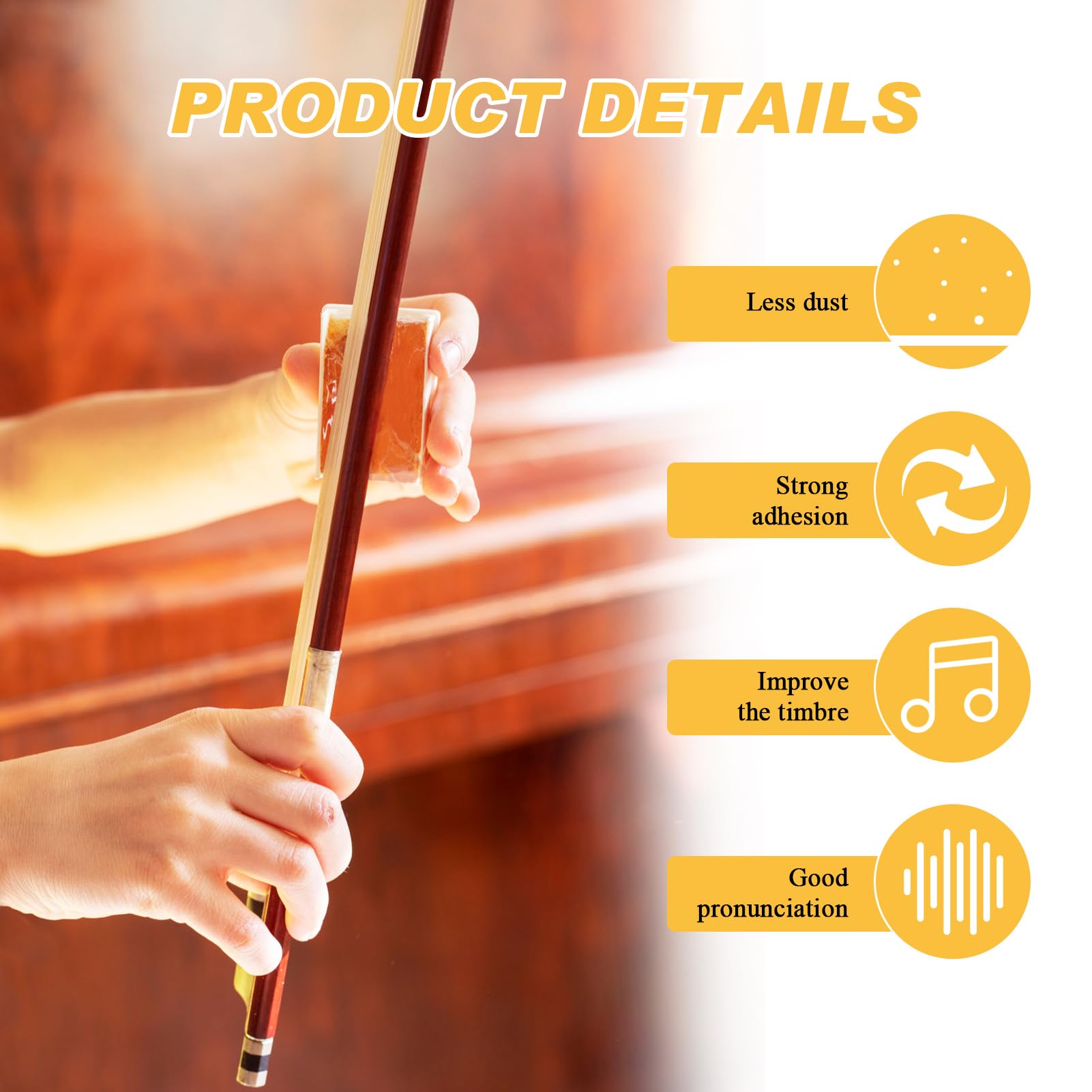 Colofonia Per Violino QEQSHQO - 4 Pezzi, Alta Qualità, Poca Polvere | Per Archi Professionisti - Foto 8