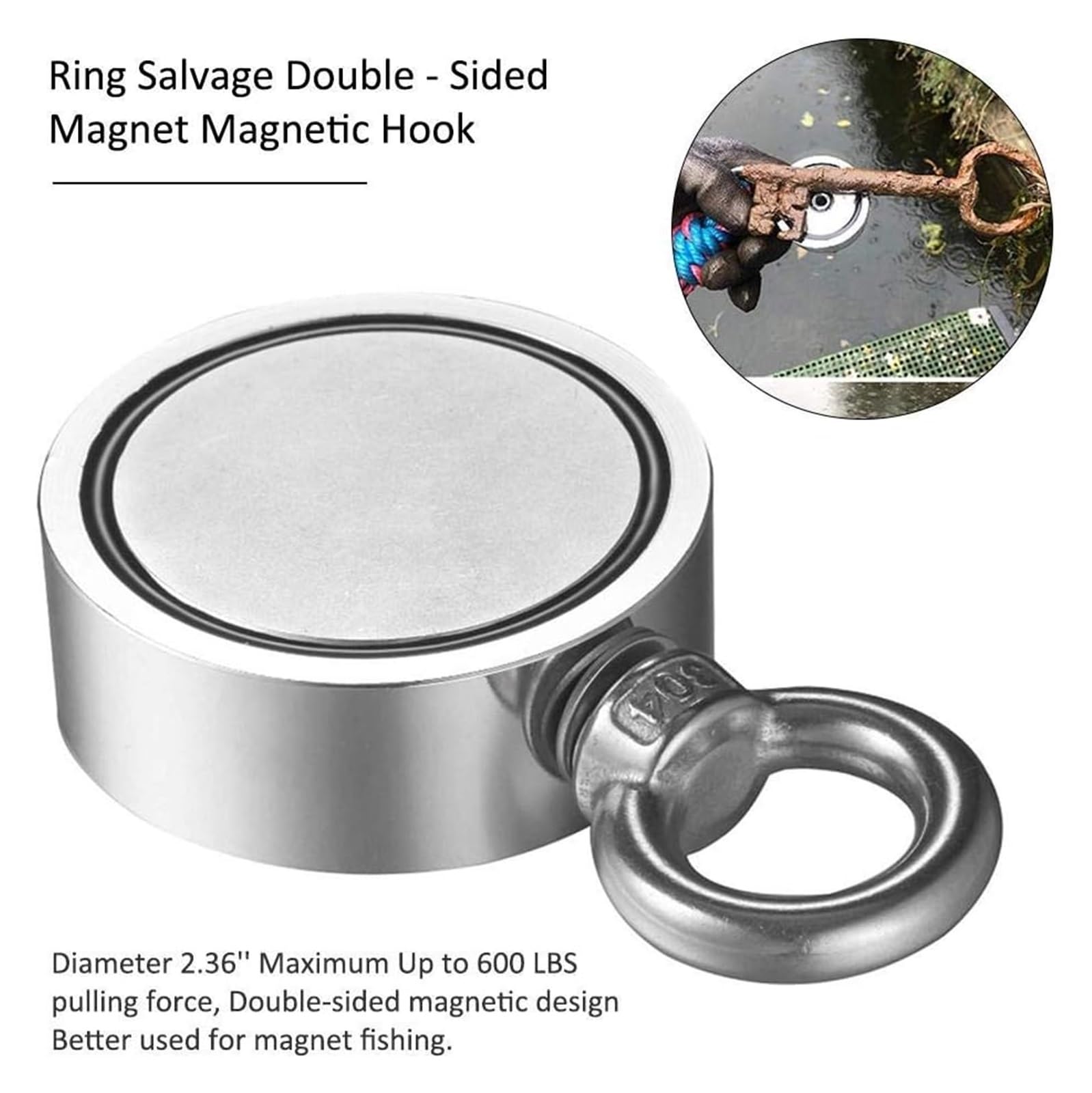 Magneti da Pesca potenti, magneti da Pesca a Doppia Faccia/magneti da Pesca Rotondi Estremamente potenti/per la Pesca e Il Recupero nel Fiume(48mm)