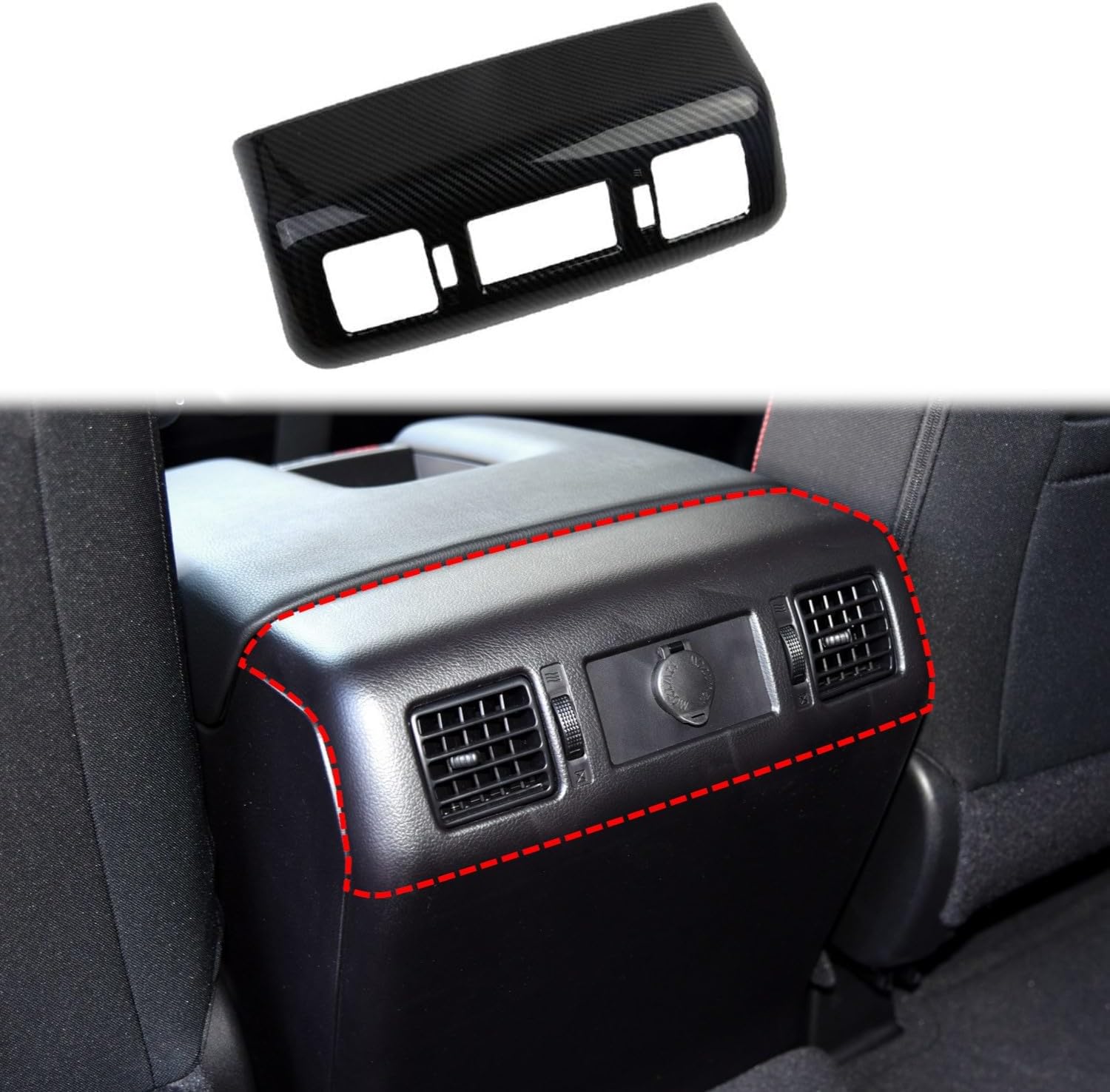 Carbon Fiber Rear Armrest Box AC air Conditioner Outlet Vent Trim for Toyota Tundra 2014-2021