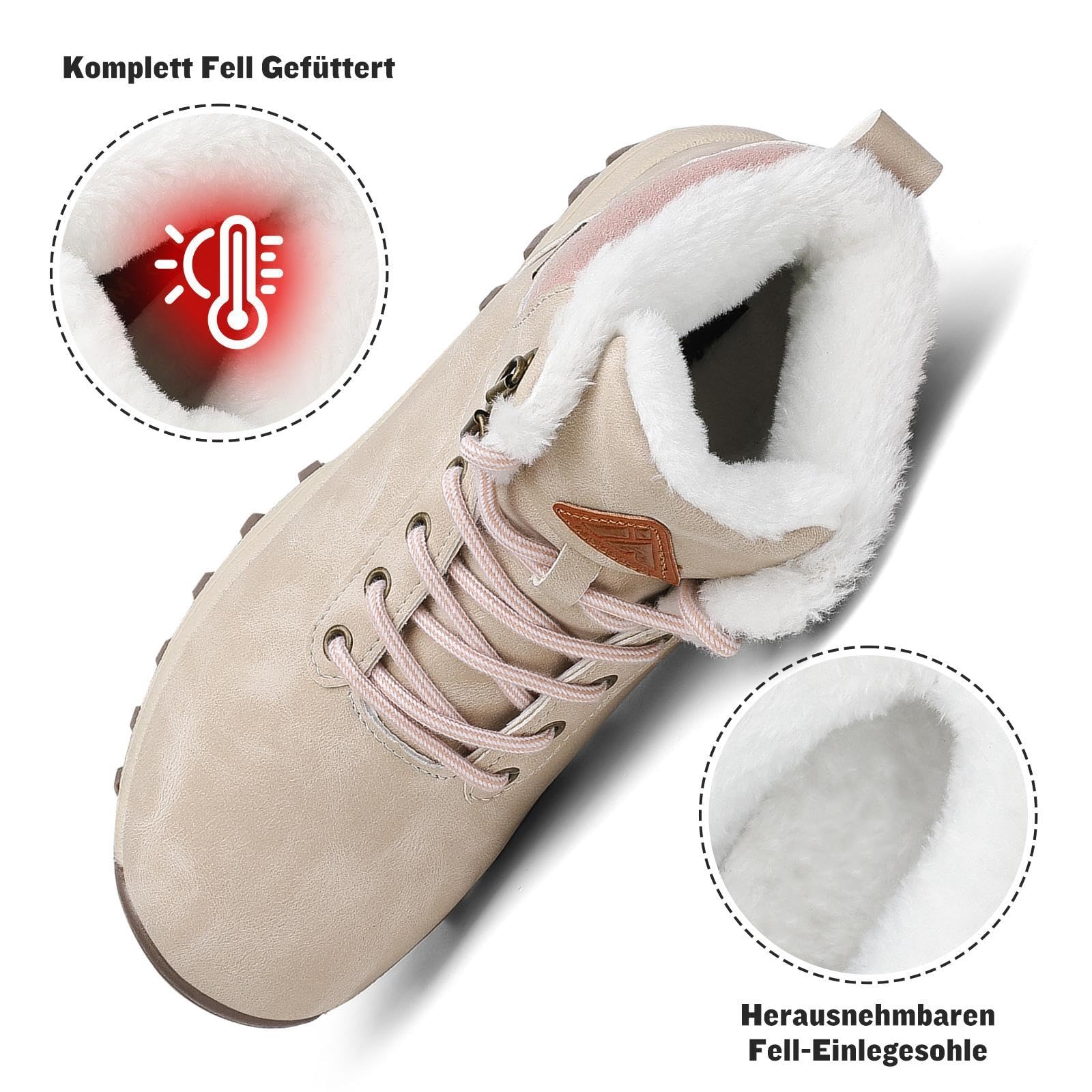 Mishansha Scarpe Uomo Donna Invernali Impermeabili Antiscivolo Stivaletti Invernali con Pelo, Gr.36-48