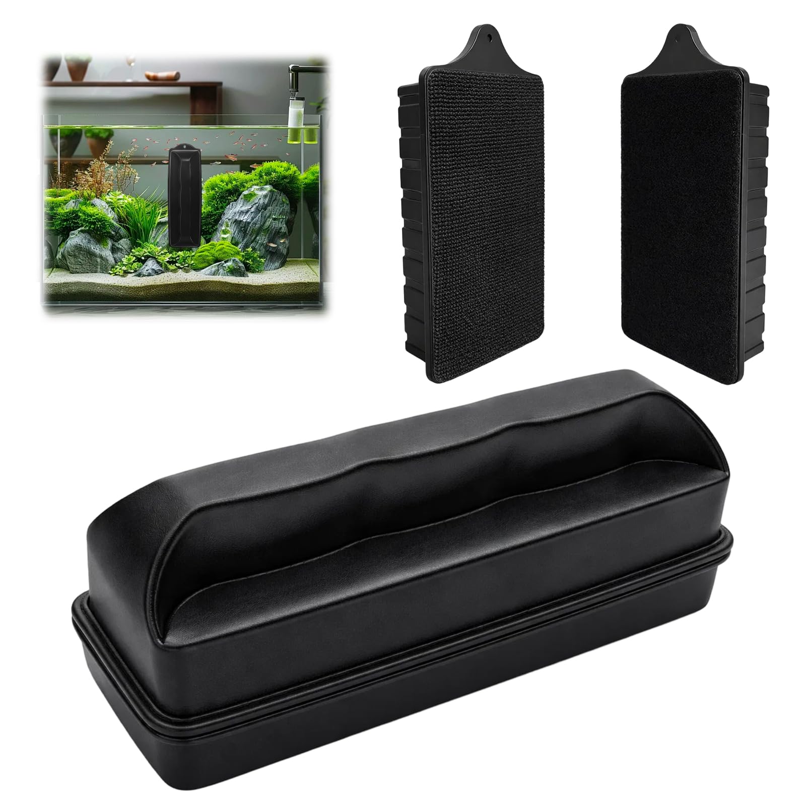 Gubilacrum Fish Tank Magnetic Glass Cleaner, Efficient Algae Removal Tool, Suitable for Small to Medium Aquariums, Medium Size Magnetic Fish Tank Cleaner for Glass Thickness Up to 10 mm
