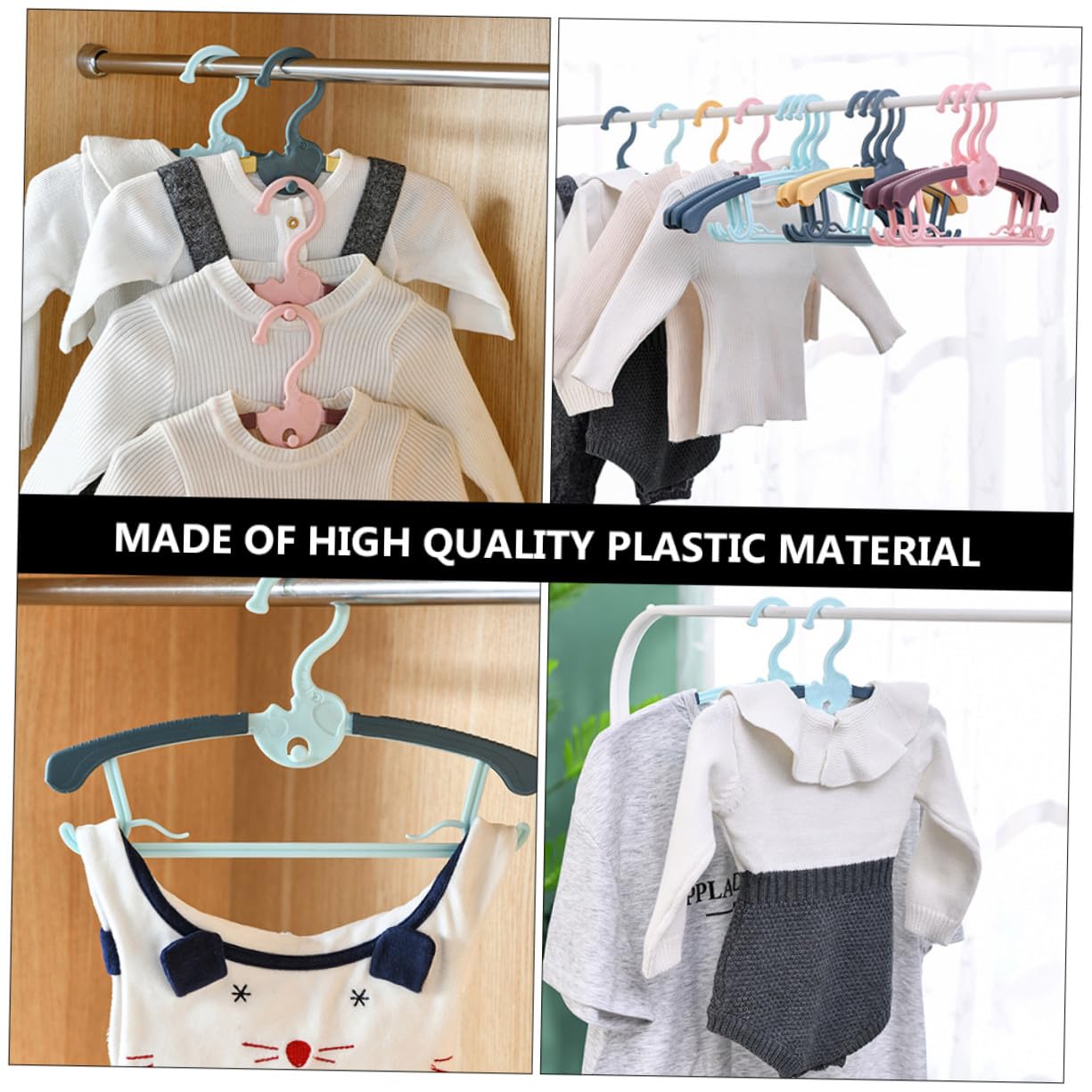 Gatuida 20 Stück Einziehbares Kleiderbügel für Babys und Kinder mit Rutschfestem Pp Material Kreativer Elefantenform für Schränke und Wäschetrocknung Zuhause Zufällige Farbe
