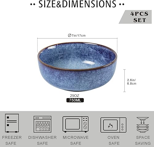Miniatura 2 de UNICASA Bundle - Juego de 4 cuencos de ensalada de 25 onzas + platos de postre de 8.25 pulgadas, juego de 4