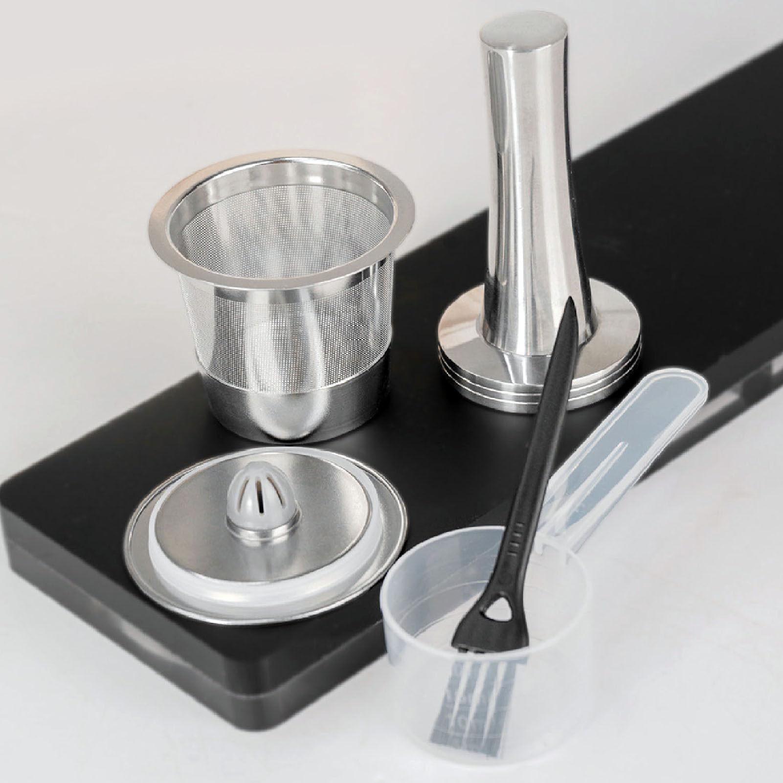 Cápsula de filtro de café recargable reutilizable, kit de cápsulas de acero inoxidable para cafeteras de una sola porción