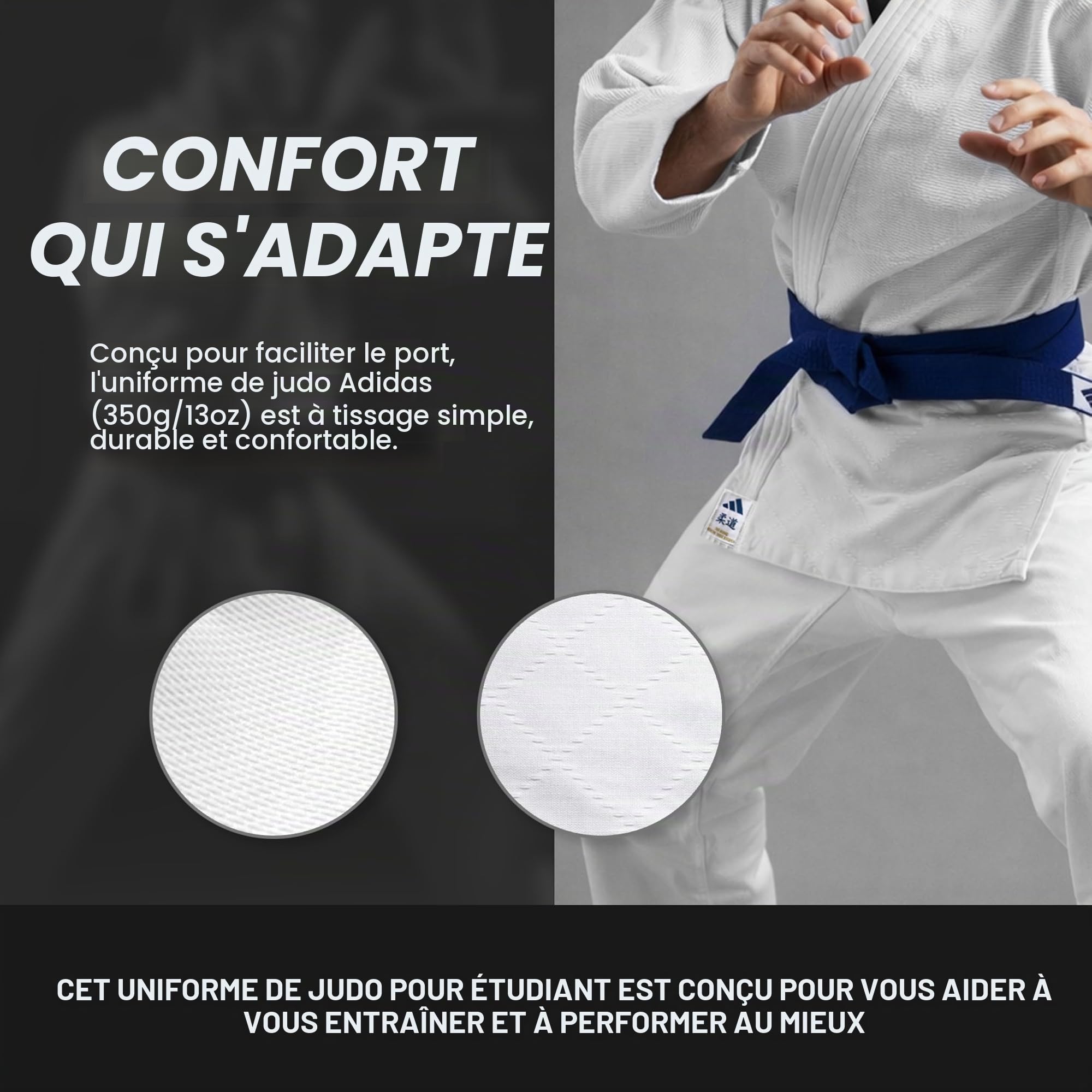 adidas Uniforme de Judo Club – Blanc 350 G Uniforme de judo Club – Blanc 350 g Mixte