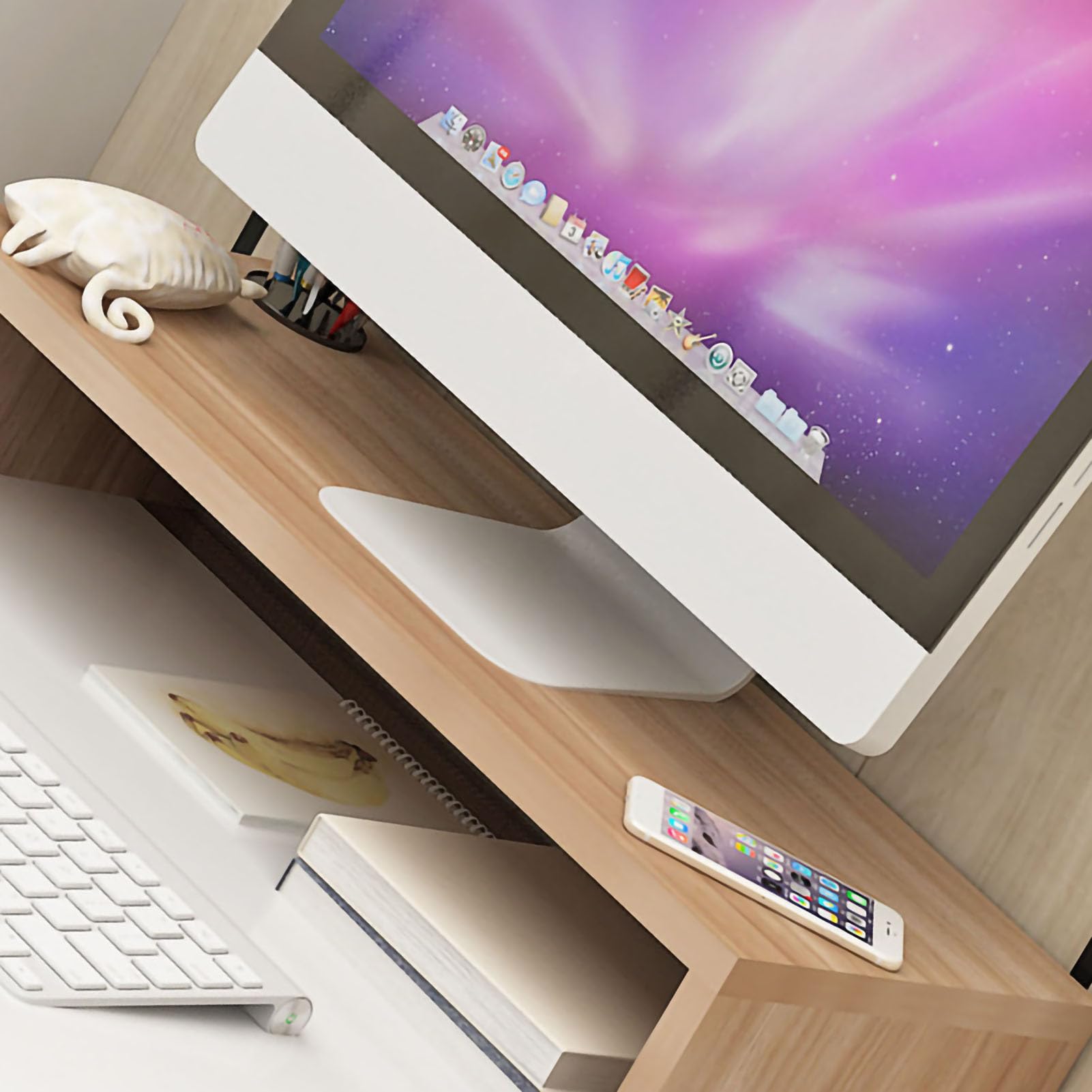 Support de moniteur riser Cocoarm panneau artificiel avec base surélevée ordinateur de bureau