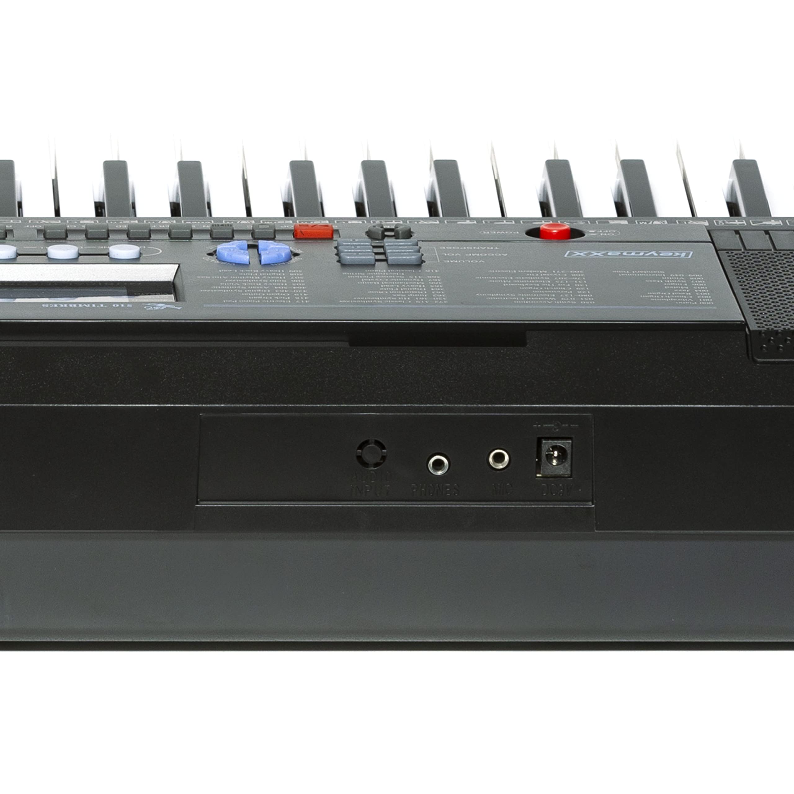 Keyboard mit 61 Tasten, Leuchttasten, Mikrofon, Notenhalter, Effekte, Lern-Funktion und 30 Demo Songs, ideal für Anfänger, schwarz