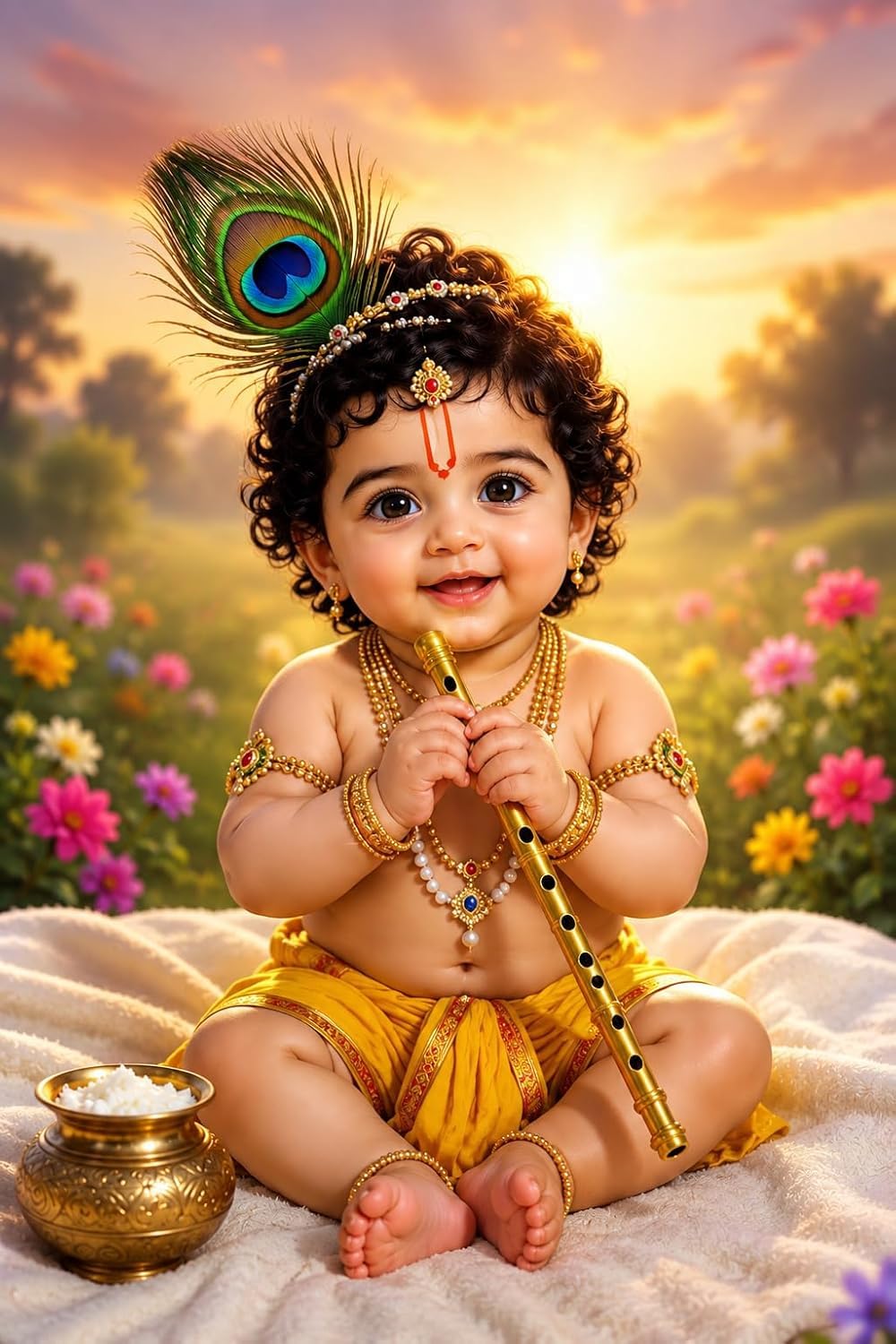 D.Creative Baby Krishna HD Wall Poster for Home & Room Décor | Divine Bal Gopal Religious Poster with Self Adhesive Matte Finish | Unframed Hindu God Wall Art for Nursery, Meditation & Prayer Space (12x18 Inch) (Art-6)-image-47