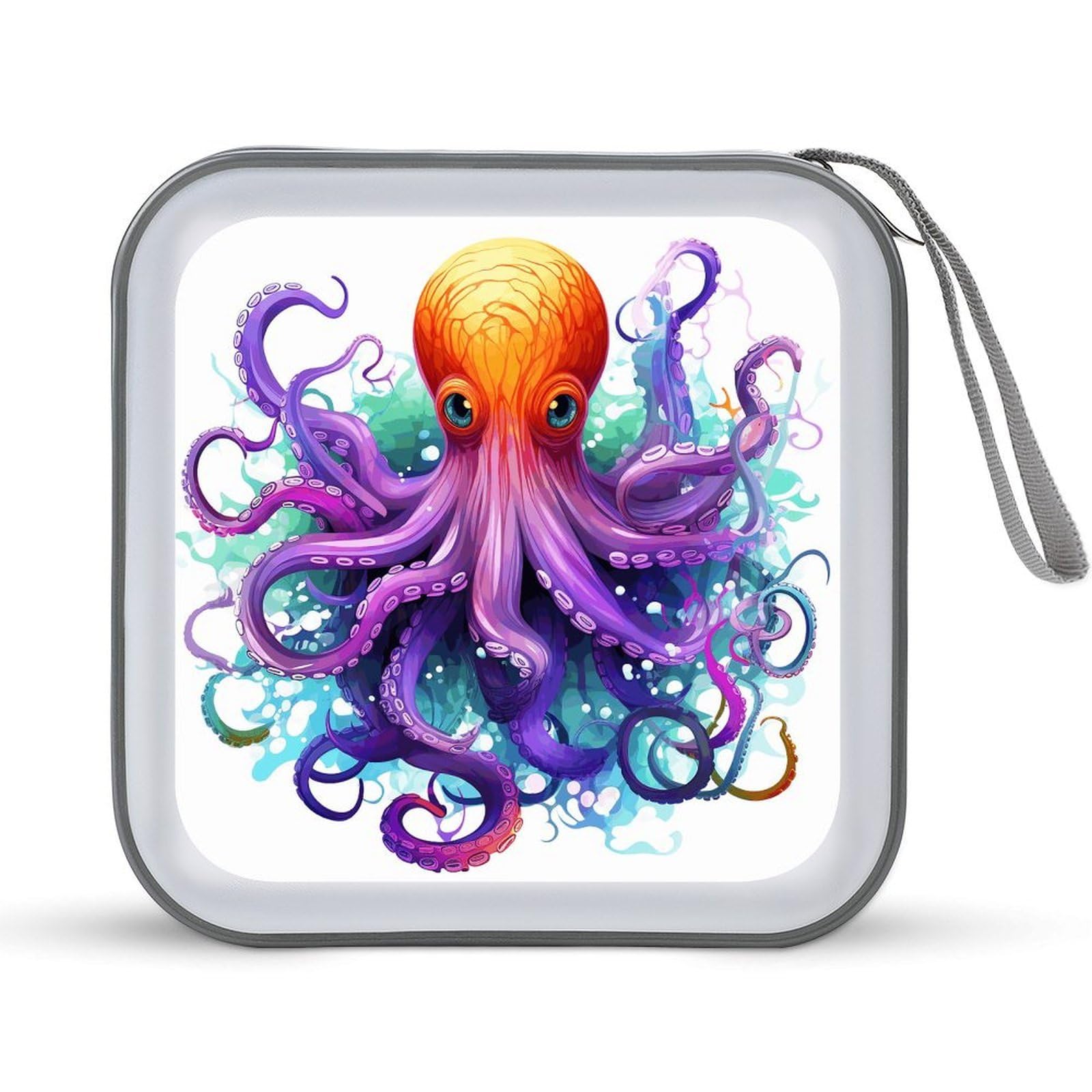 VstaDank Colorful Octopus DVD Case 40 Capacity Protective Storage Organizer Binder Booklet Album Portable Disc Wallet Car CD Disc Holder Hard Plastic CD Case CD DVD Case Holder