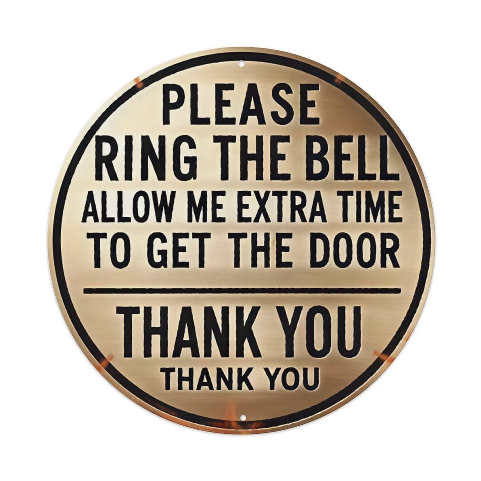 Please Ring The Bell Front Door Vintage Metal Round Sign Vintage Aluminium Metal Sign, Retro Wall Decor for Home, Bar, Garage & Farmhouse 20x20cm
