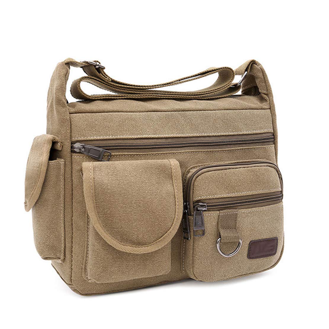 Borsa messenger in tela verde militare e pelle dallo stile vintage | Disponibile! | Convey