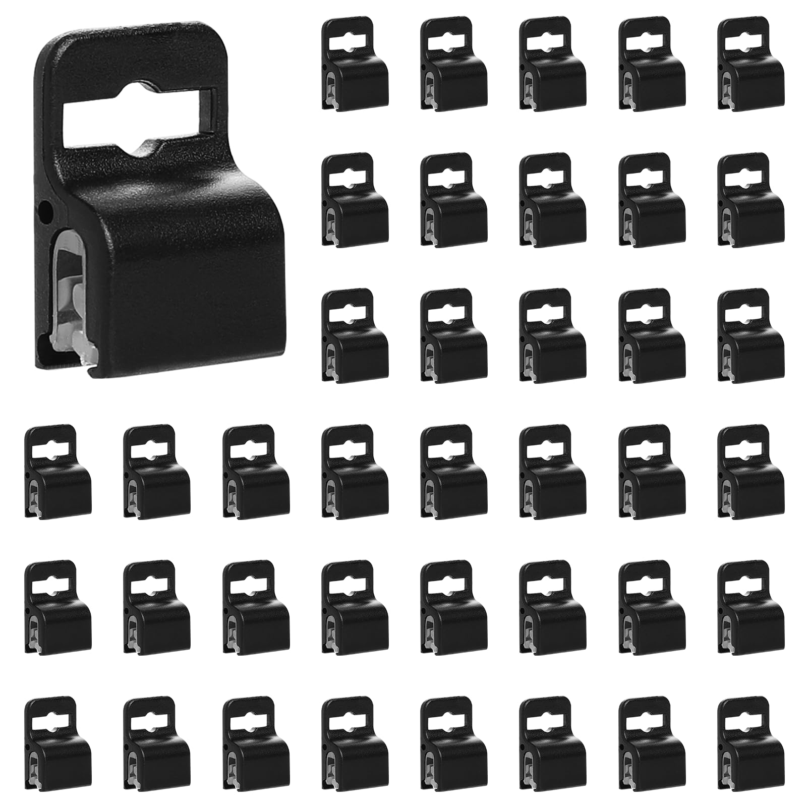 40Pcs Gripper Card Holder Clamps Black, Plastic ID Card Holder Secure Badge Holder for Standard Thickness ID Badge, Smart Card, CAC Card, Chip or Swipe Card