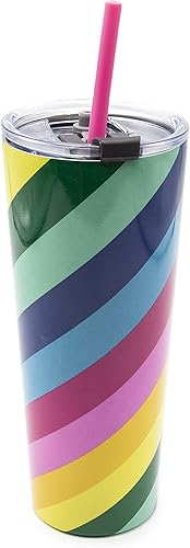 Miniatura 5 de Cambridge Silversmiths Stripe - Juego de 2 vasos de paja aislados multicolor de 24 onzas, 0