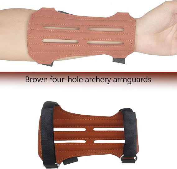 Create idea Outdoor Archery Arm Guard Archery Protective Gear Outdoor Arm Guard with Reverse Hair Suitable for Traditional Archery Forearm Protection Brown