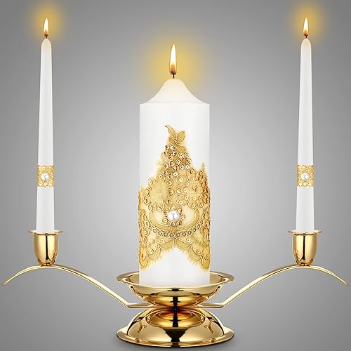 Vista 10 de Irenare Velas de Unidad con Soporte para Ceremonia de Boda, Accesorios de Decoraciones de Boda, Portavelas de Cristal, Vela de Pilar para Eventos