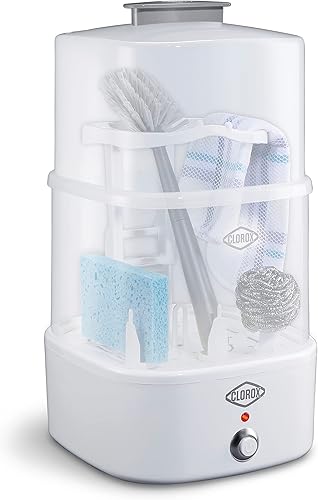 Clorox Desinfectante de vapor eléctrico de 2 niveles para utensilios de cocina, esponjas de limpieza, accesorios de baño, cepillos y más, mata el