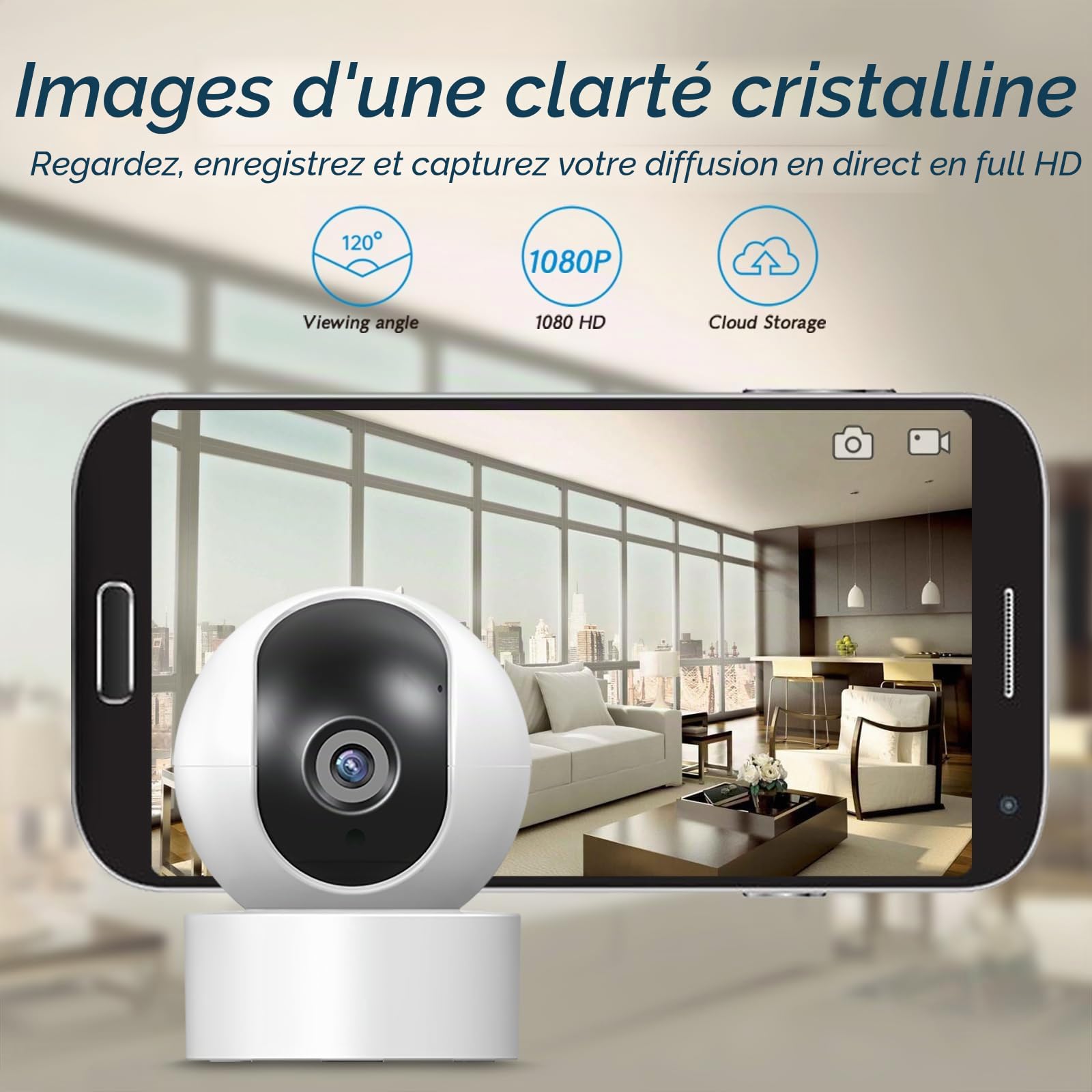 PGST Caméra Wi-Fi Intérieur, 1080P Caméra de Surveillance, Suivi du Mouvement avec Sirène, Caméra WiFi avec Détection Humaine, Audio Bidirectionnel, Fonctionne avec Smart Life APP