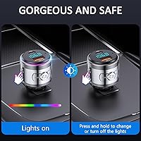 Vista 7 de LENCENT - Transmisor Bluetooth 5.3 de metal completo Bluetooth 5.3, carga rápida USB dual de 48 W (PD 30 W y QC3.0 18 W), transmisor de radio FM