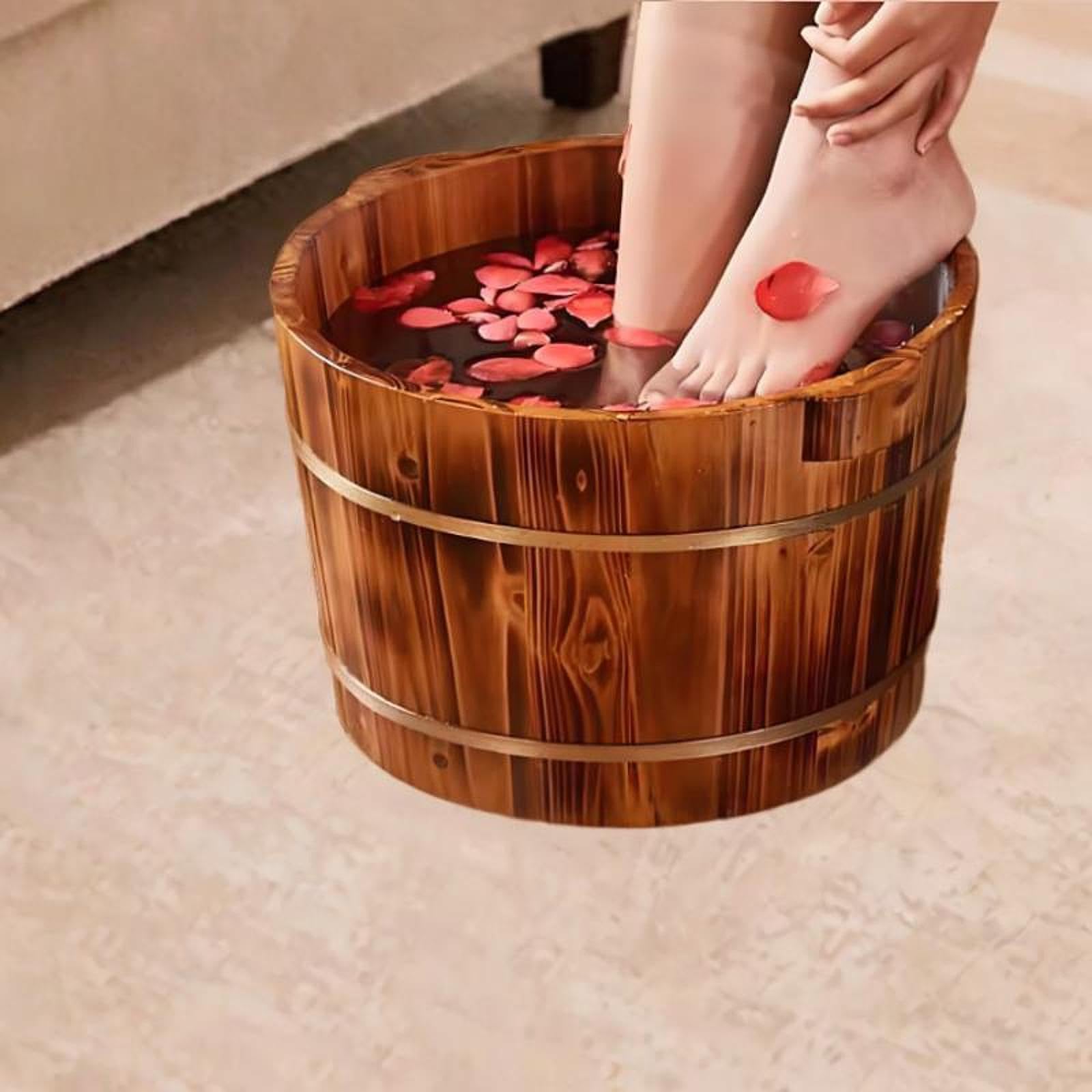 Palangana de Madera con Asas para Remojar Los Pies Y, M
