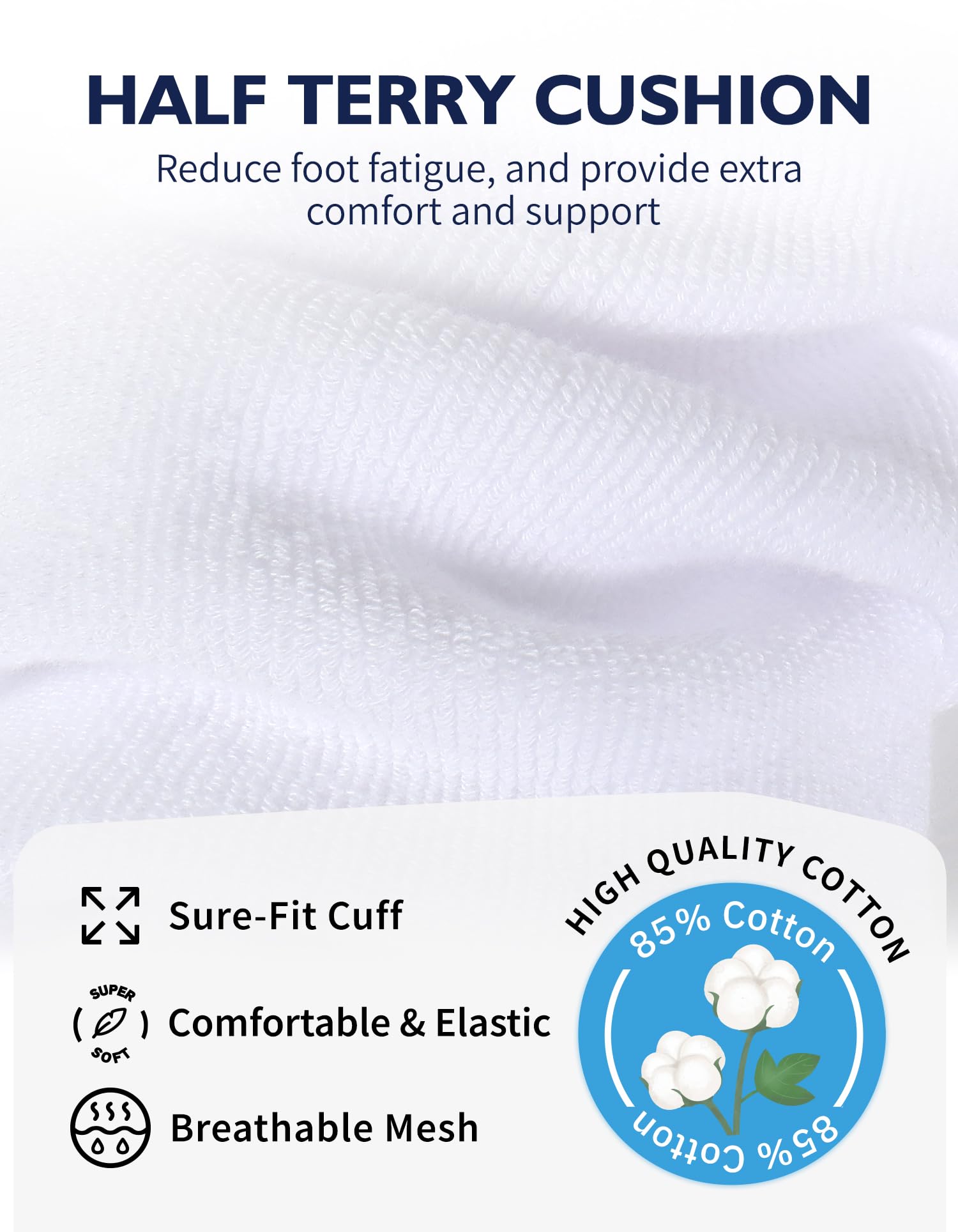 CLOSEMATE Chaussettes de Sport 39-42 43-46 47-50 Socquettes Homme Femme en Coton Antidérapantes Anti-Ampoules Respirantes Basses Courtes pour Running Randonnée Tennis en Blanc Noir 6 ou 7 Paires