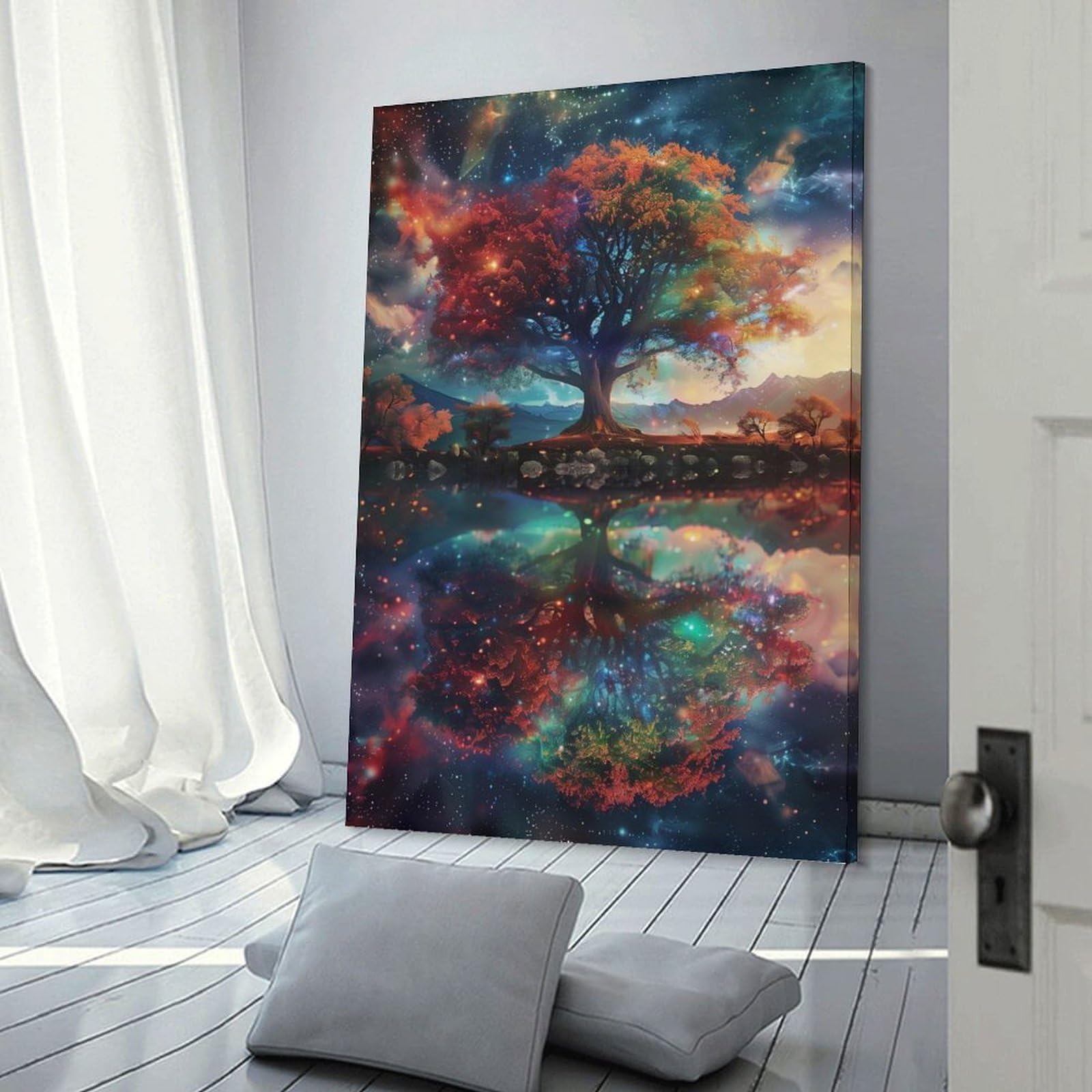 Junmoney Canvas Art Print Space Fantasy Landscape, 08x12inch(20x30cm), for New Homes, Bedrooms Or Workspaces, Thoughtful Wall Decor for Art Lovers