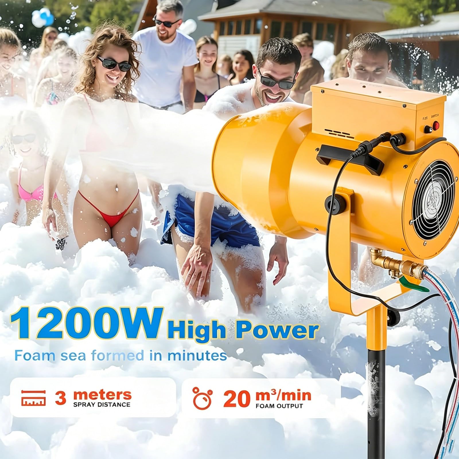 1200-W-Schaumkanone, Wasserspielzeug für Kinder – Der Neue Seifenblasen-Macher, perfekt für Geburtstage, Feiern und sommerliche Poolpartys im Garten.