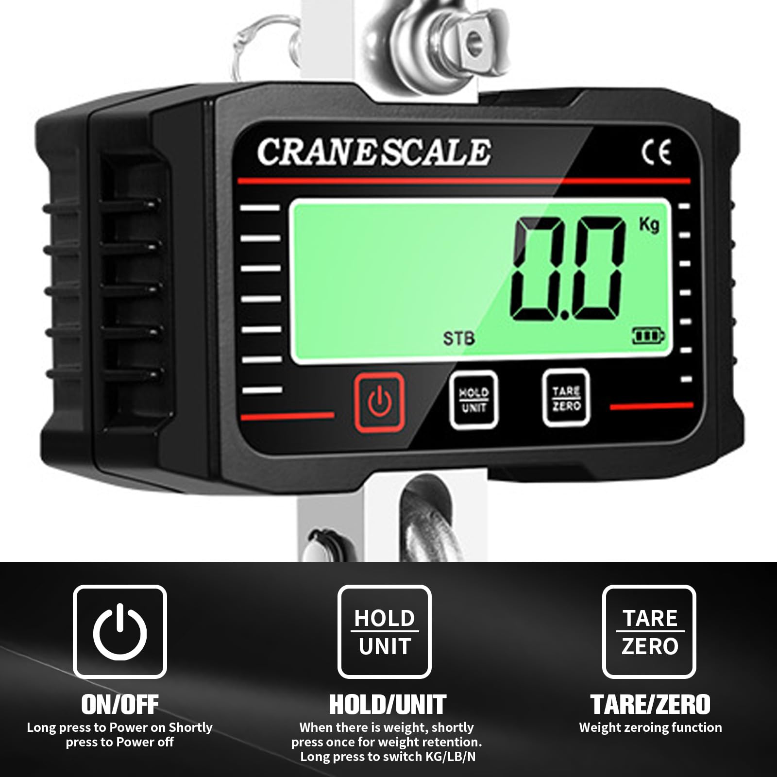 Bilancia per gru 2000kg 4000 lb digitale portatile con telecomando sensore precisione display LCD kg lb N
