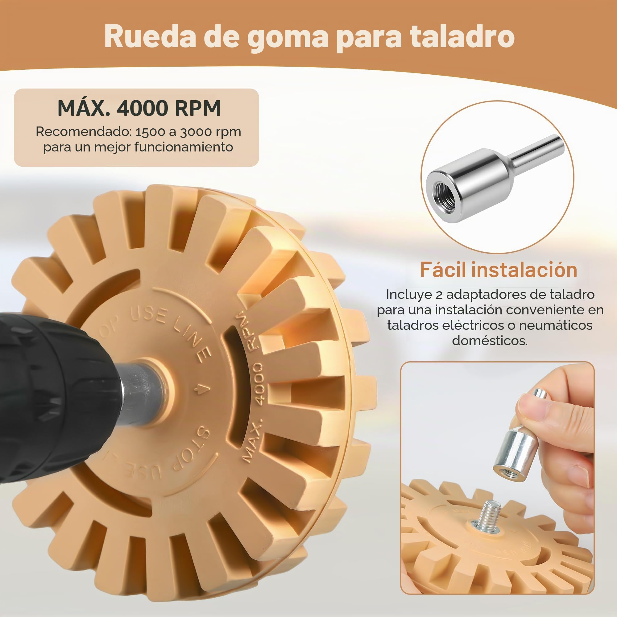 Kit de Removedor de Pegamento para Coche de 4 Pulgadas, 2 Piezas de Removedor de Calcomanías con Raspador de Plástico y Adaptadores de Taladro para Quitar Vinilo, Pegamento, Pegatina, Adhesivo
