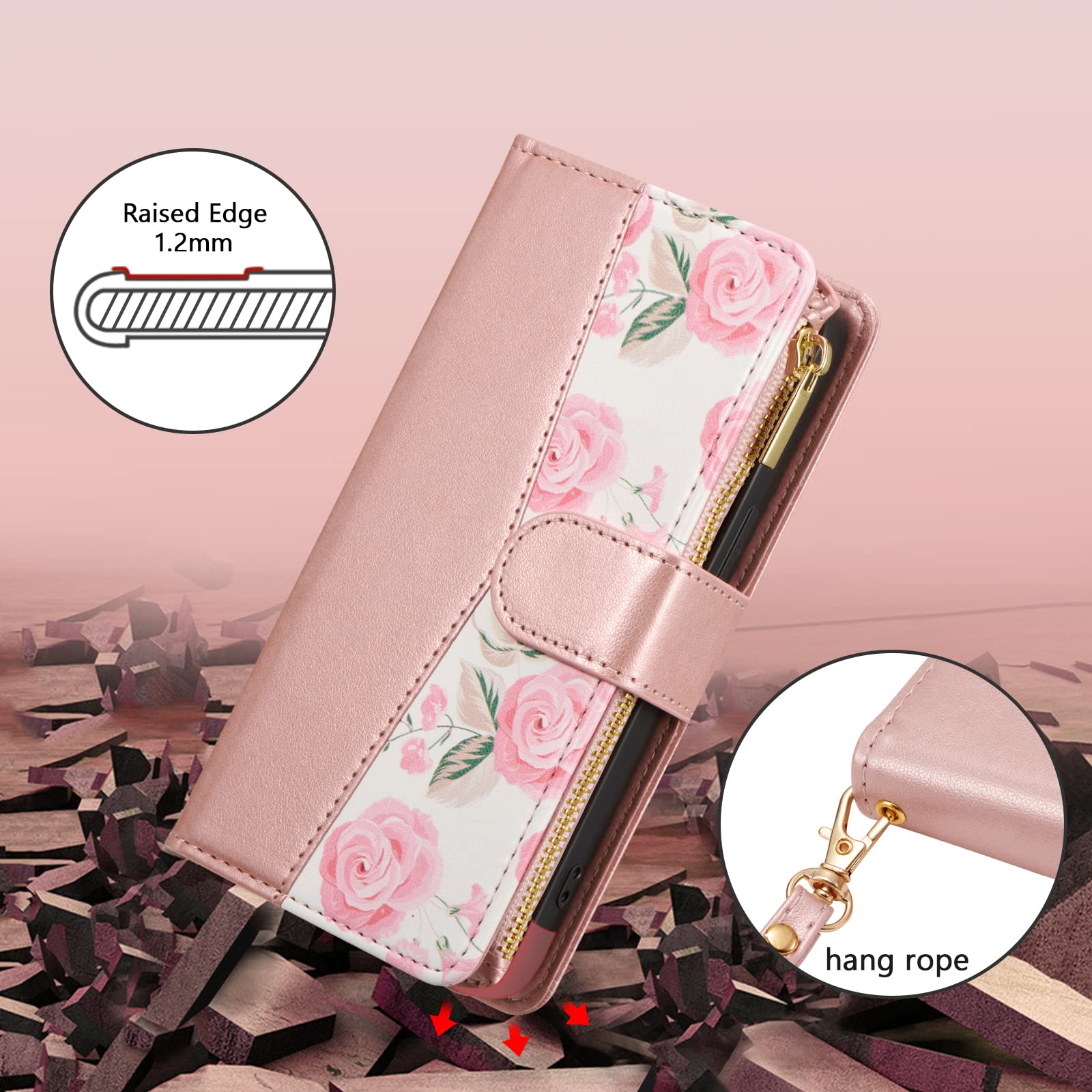 UEEBAI Custodia per iPhone 15 6.1 inch, PU Custodia in Pelle Telefono Slot per Carte di