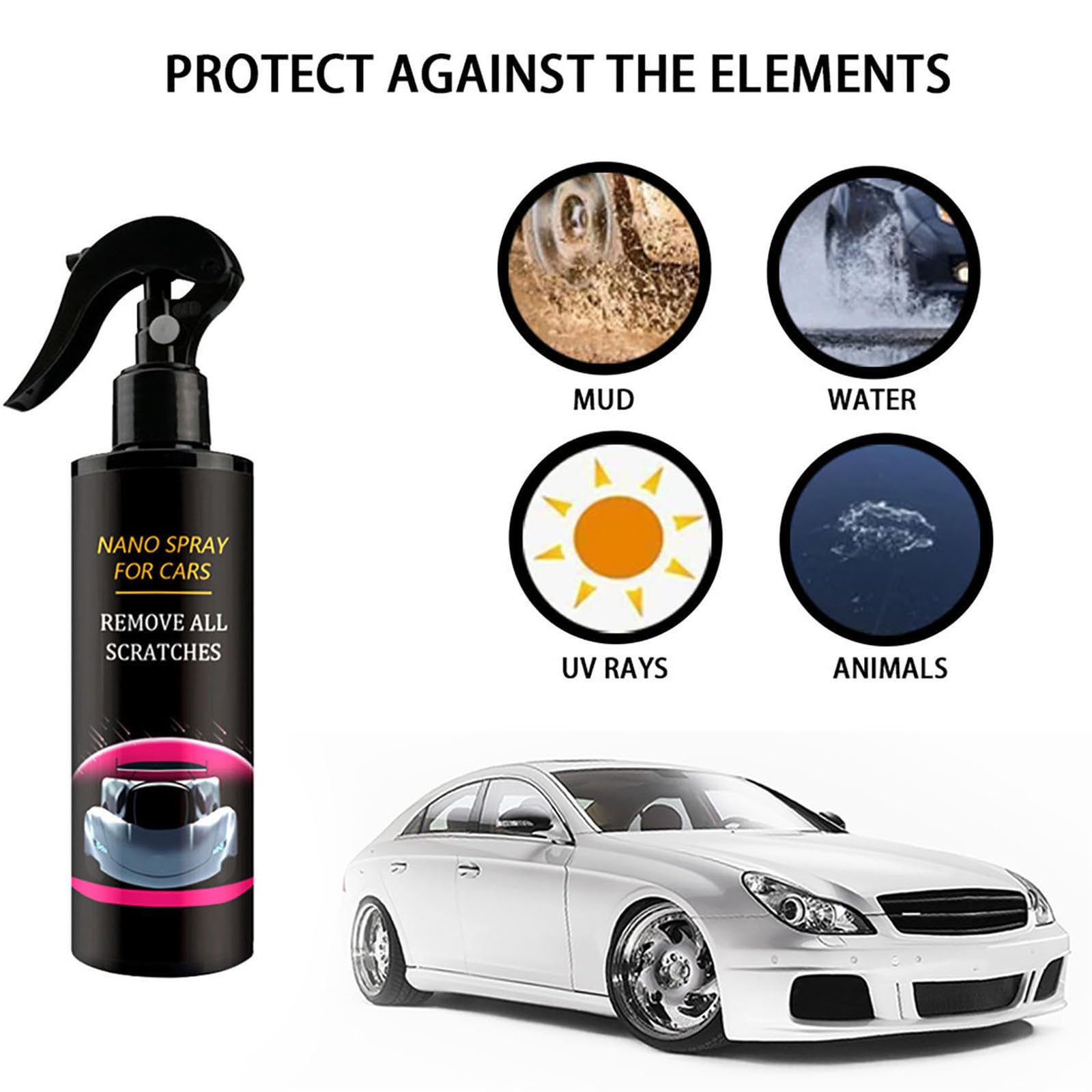 Nurafix Spray Anti-Rayures Pour Voiture,Fixapro Rayure Voiture Avec Eponge Et Serviette,Nurafix Spray Nano Anti Rayure Verre Liquide,Verre Liquide Carrosserie,Anti Rayure Voituré Carrosserie (120ml*2) - 2