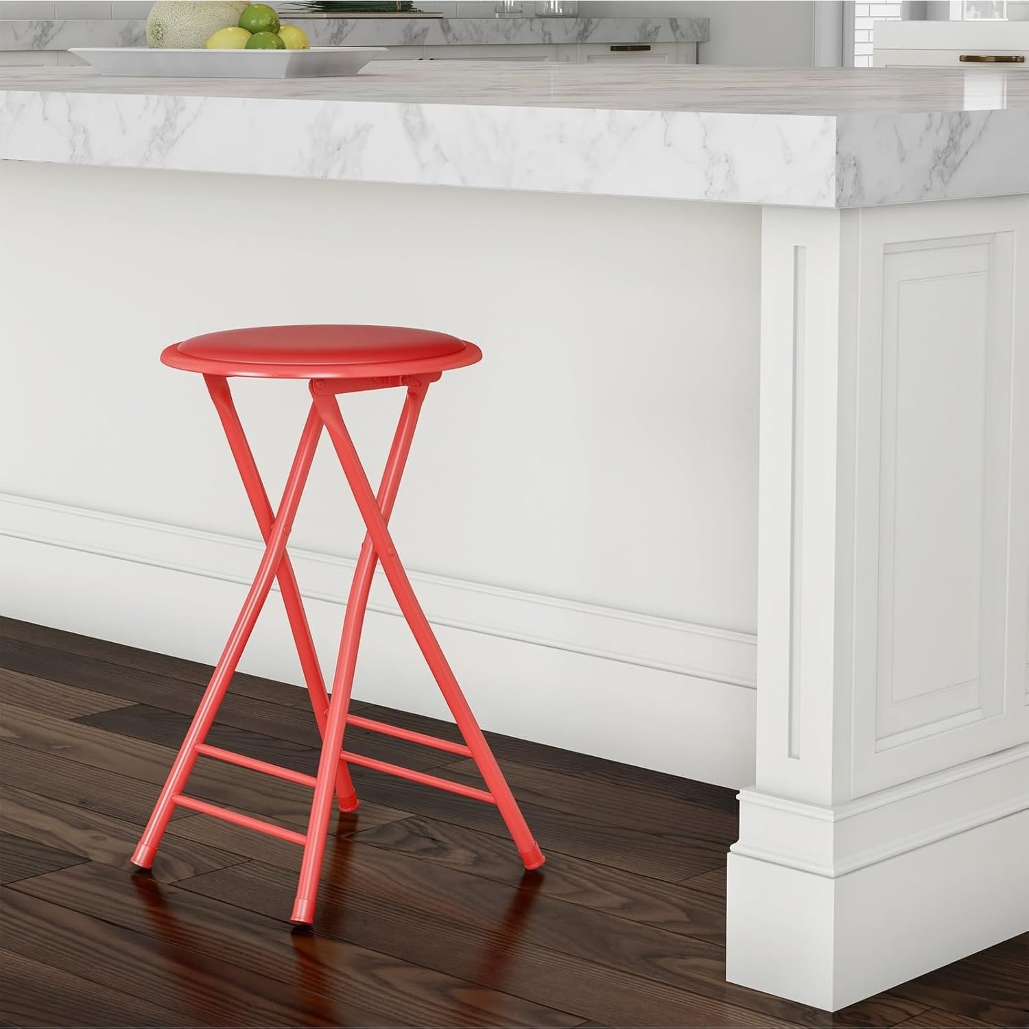 Backless 24-inch Folding Stool with 225lb Capacity (Red)