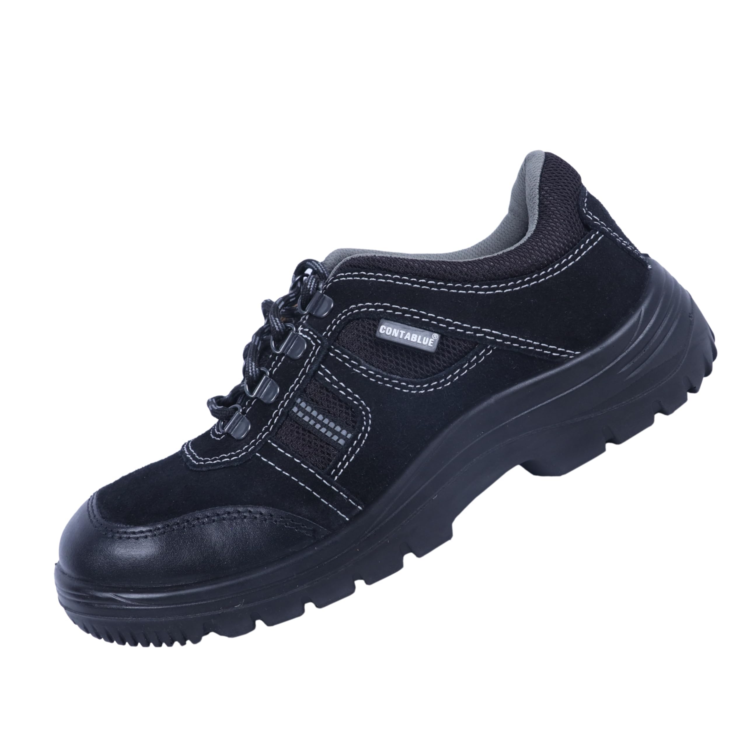 Contablue Rival Suede Special Edition Men's Sporty Safety Shoe, Black Suede Leather, ISI Marked with is:15298 (Anthracite, Size 09 India/UK)