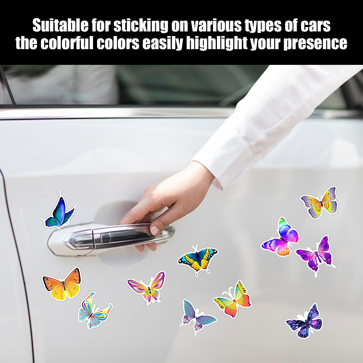 50 Adesivi a forma di farfalla per auto, adesivi grafite impermeabili, adatti per decorazione manuale fai-da-te, possono essere utilizzati per moto, skateboard, computer, bicchieri d'acqua