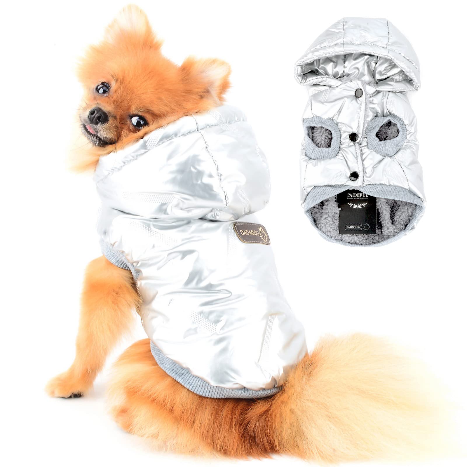 PAIDEFUL Waterproof Small Dog Winter Coat Hooded Jacket Puffer Coat for Puppy Chihuahua Clothes Cold Weather Girls Boys Large Cat Apparel Pet Snowsuit with a Hood Windproof