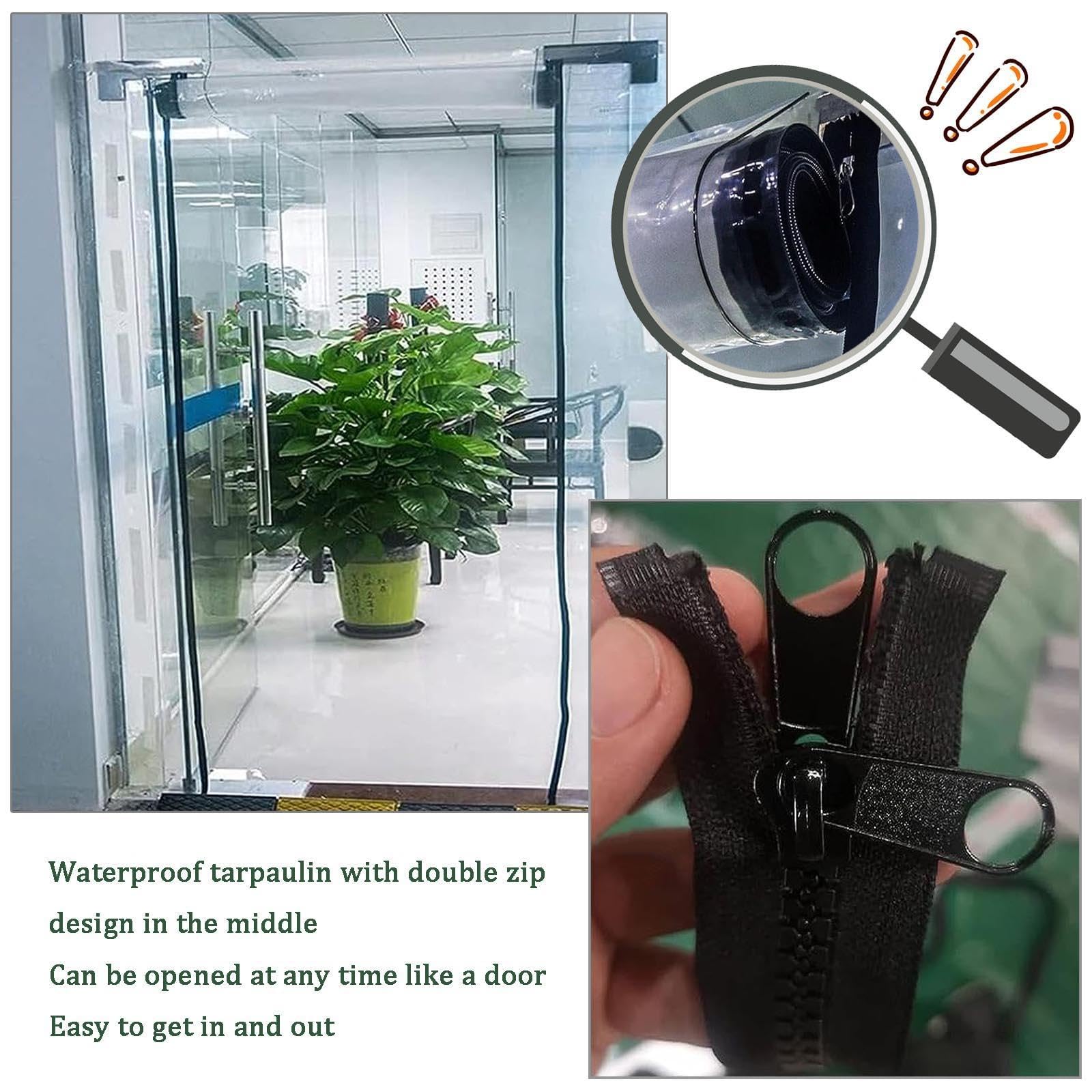 Dekzeil Transparante Waterdichte Met Rits Deur, 0,35mm Pvc Plastic Zeil,1m,1,2m,1,5m,1,6m,1,8m,2 M,2,5m,3m Dekzeil Te Dekken Zon En Regen,Waterdicht Zeildoek Zijpanelen,WxH-2x2m/6.6x6.6ft