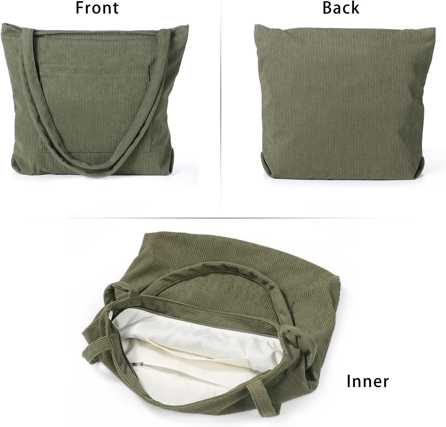 WantGor Women Corduroy Tote Bag, Large Shoulder Hobo Bags Casual Handbags Big Capacity Shopping Work Bag - Image 4