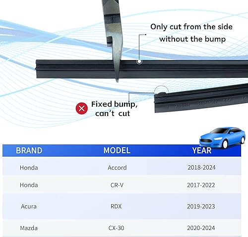 Miniatura 3 de ASLAM Repuestos de limpiaparabrisas de 28 + 28 pulgadas para Honda Mitsuba Beam, cortadas a tamaño (2 pares)