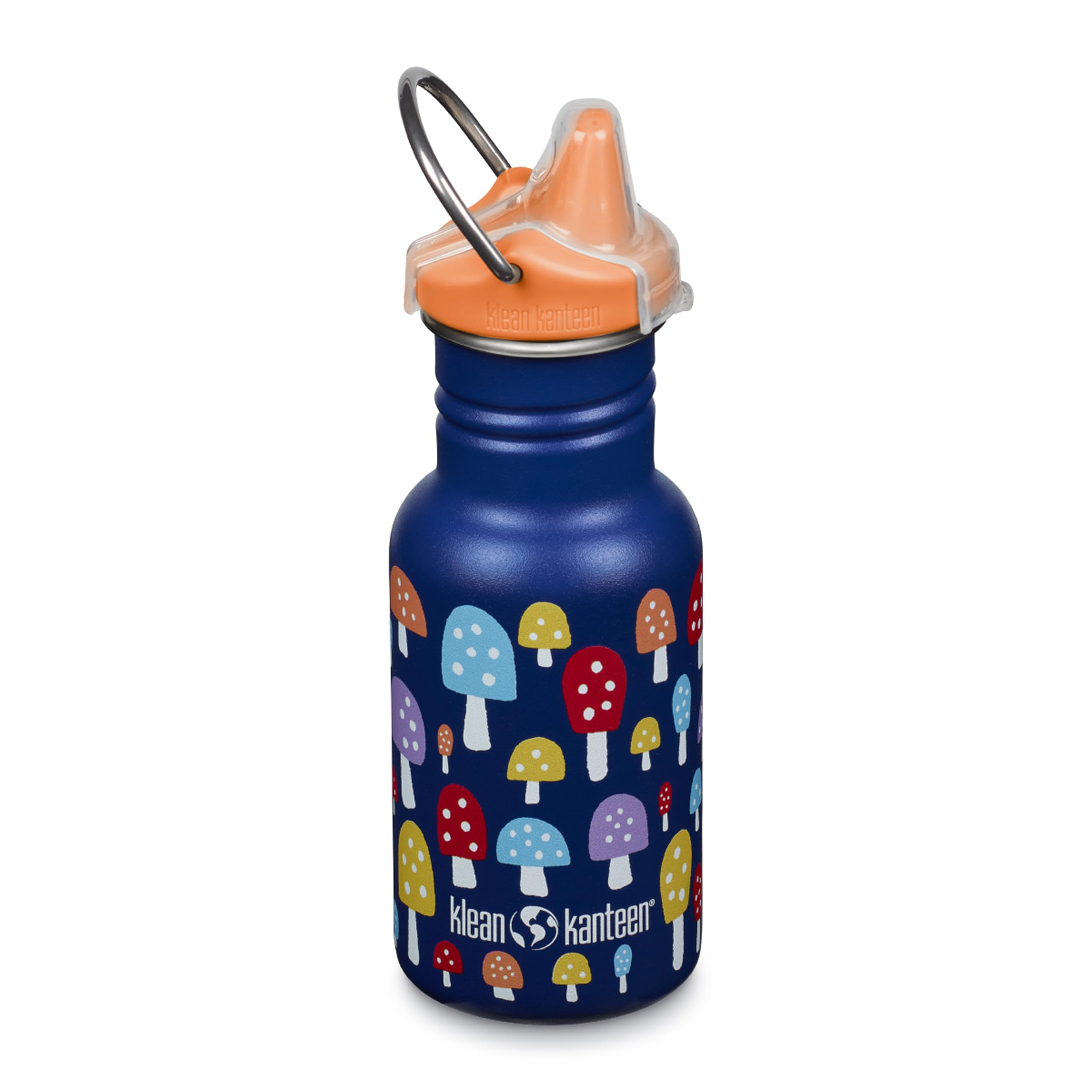 Klean Kanteen (Mushrooms) Kids Sippy Bottle 355Ml - Narrow Design Bpa Free Stainless Steel