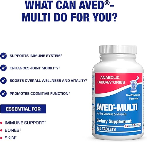 Miniatura 6 de Anabolic Laboratories Multivitamínico diario para hombres y mujeres  120 tabletas diarias de suplementos de vitaminas y minerales de AVED con hierro