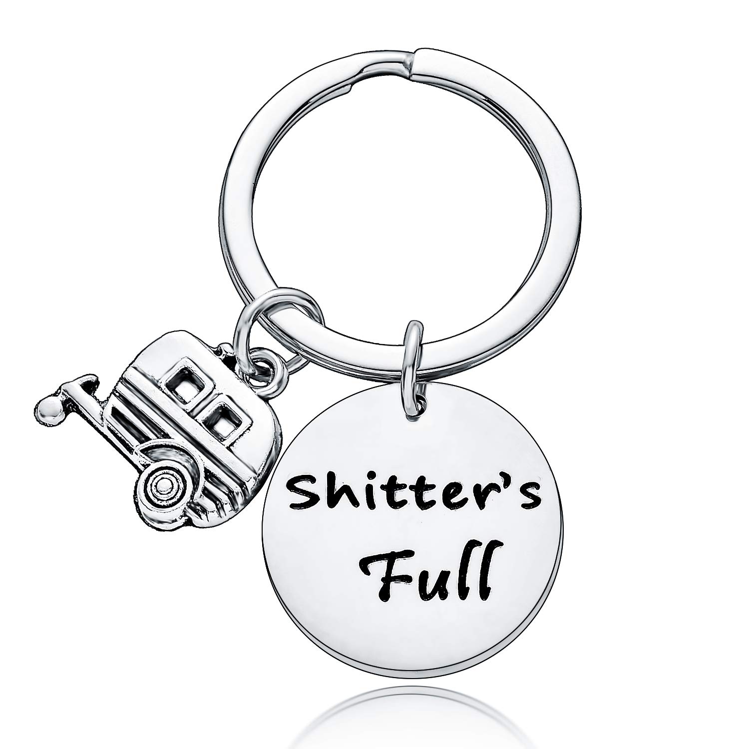 BESPMOSP Shitter's Full Keychain Happy Camper Keyring Camping Lovers Gift Campers Jewelry Trailer Vacation Jewelry (Style1)