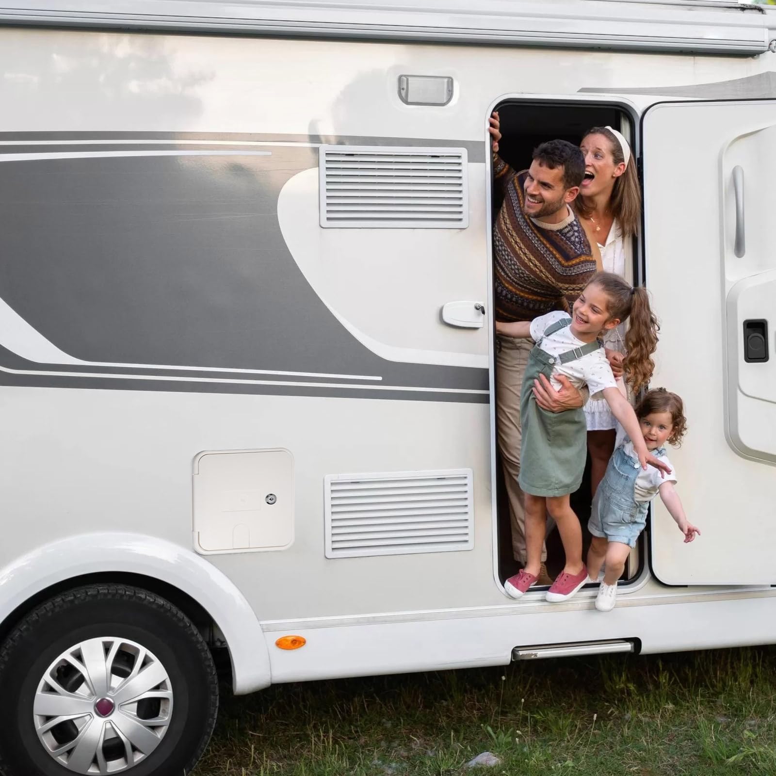 MAGICLULU Sportello Elettrico per Camper in ABS Bianco con Viti, Resistente per Uso Esterno, Accessorio Elegante per Modifiche e Manutenzione RV