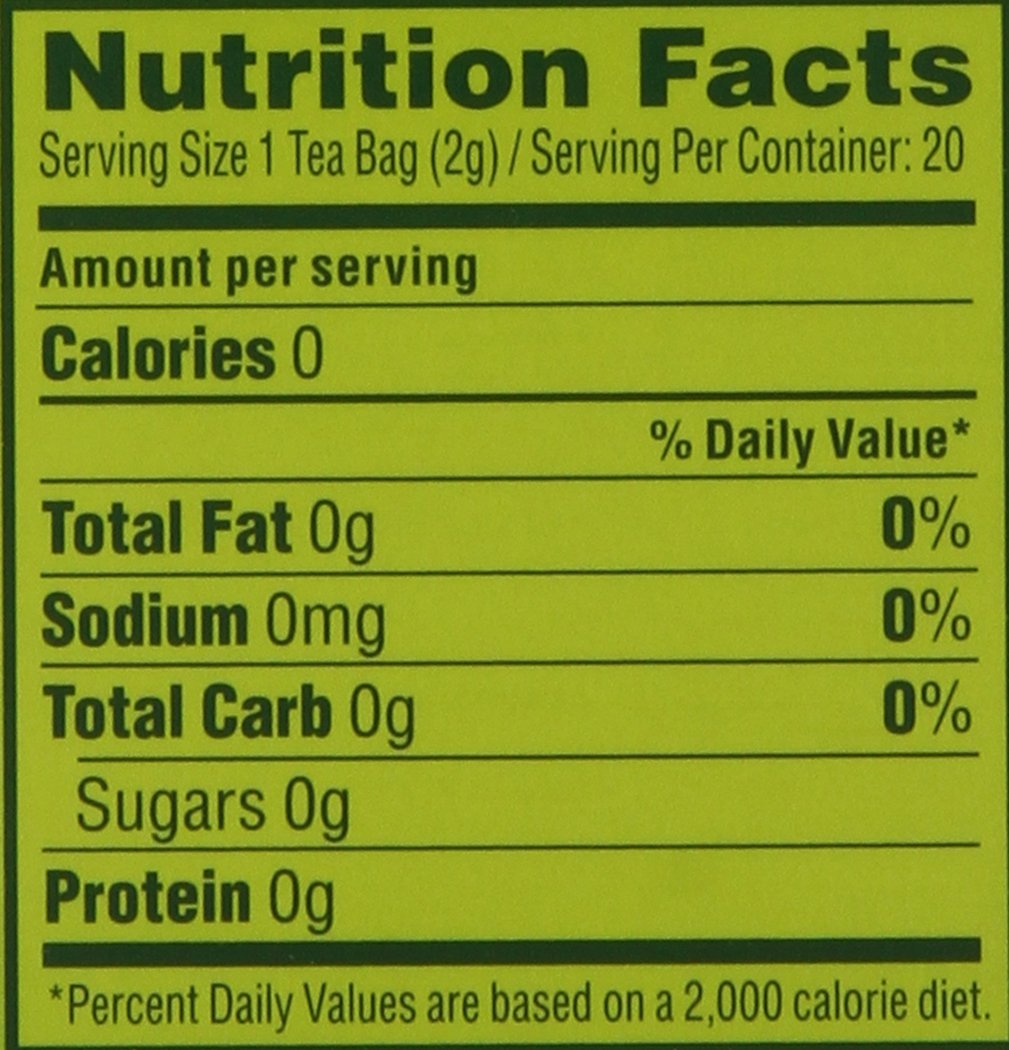 Garden of the Andes Herbal Organic Caffeine Green Hot Tea Bags, 0.9 oz, 20 Tea BagCount (Pack of 6 Boxes)