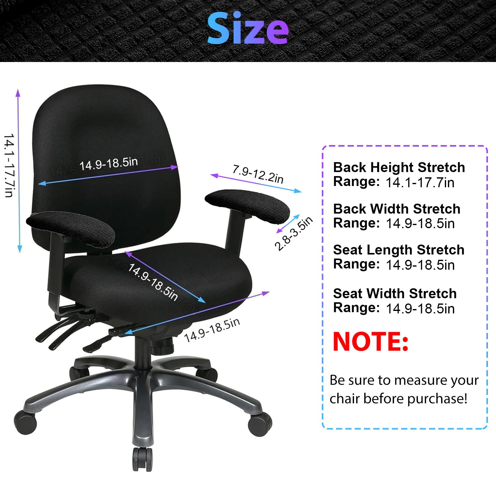 SUNJOYCO Office Chair Cover Set, Computer Chair Slipcover with Armrest Cover, Removable Washable Seat Slipcover Protector