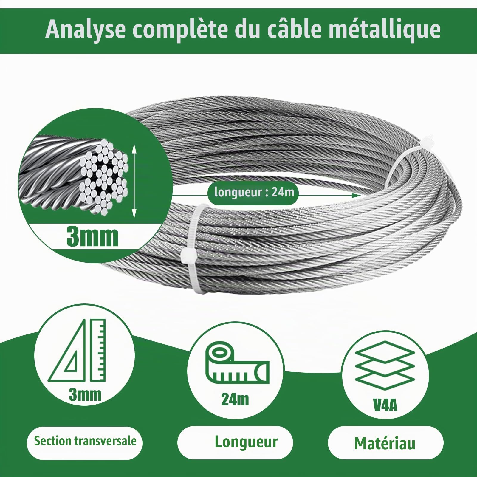 Support Treillis pour Plantes Grimpantes Kit Complet en Acier Inoxydable avec 8 Supports, 12M De Corde pour Rosier Les Jardins Extérieurs