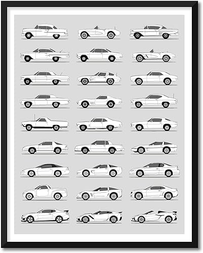 Handmade Poster compatible with Chevy Print Wall Art Handmade Decor of the Best of Chevy Generations History Evolution 8x10" (Unframed) Satin Print