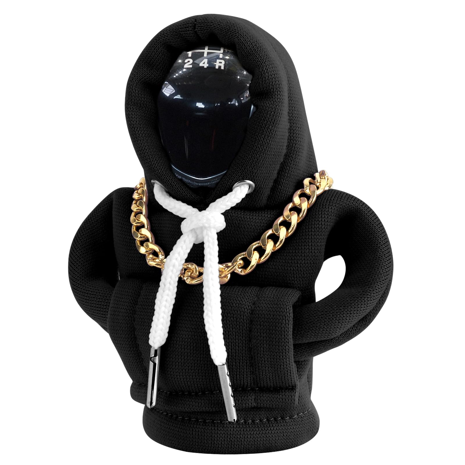 VAGCARS Schaltknauf Hoodie, Auto Schaltknauf Abdeckung, Kreative Schalthebel Hoodie mit Halskette, Lustige Kfz Schalthebel Abdeckung, Manueller Oder Automatischer, Auto Deko Innenraum (Schwarz)