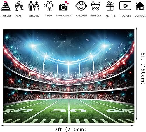 Miniatura 6 de Telón de fondo de campo de fútbol, estadio deportivo, auditorio, fondo de fotografía, decoración de fiesta temática de fútbol, pancarta de mesa para